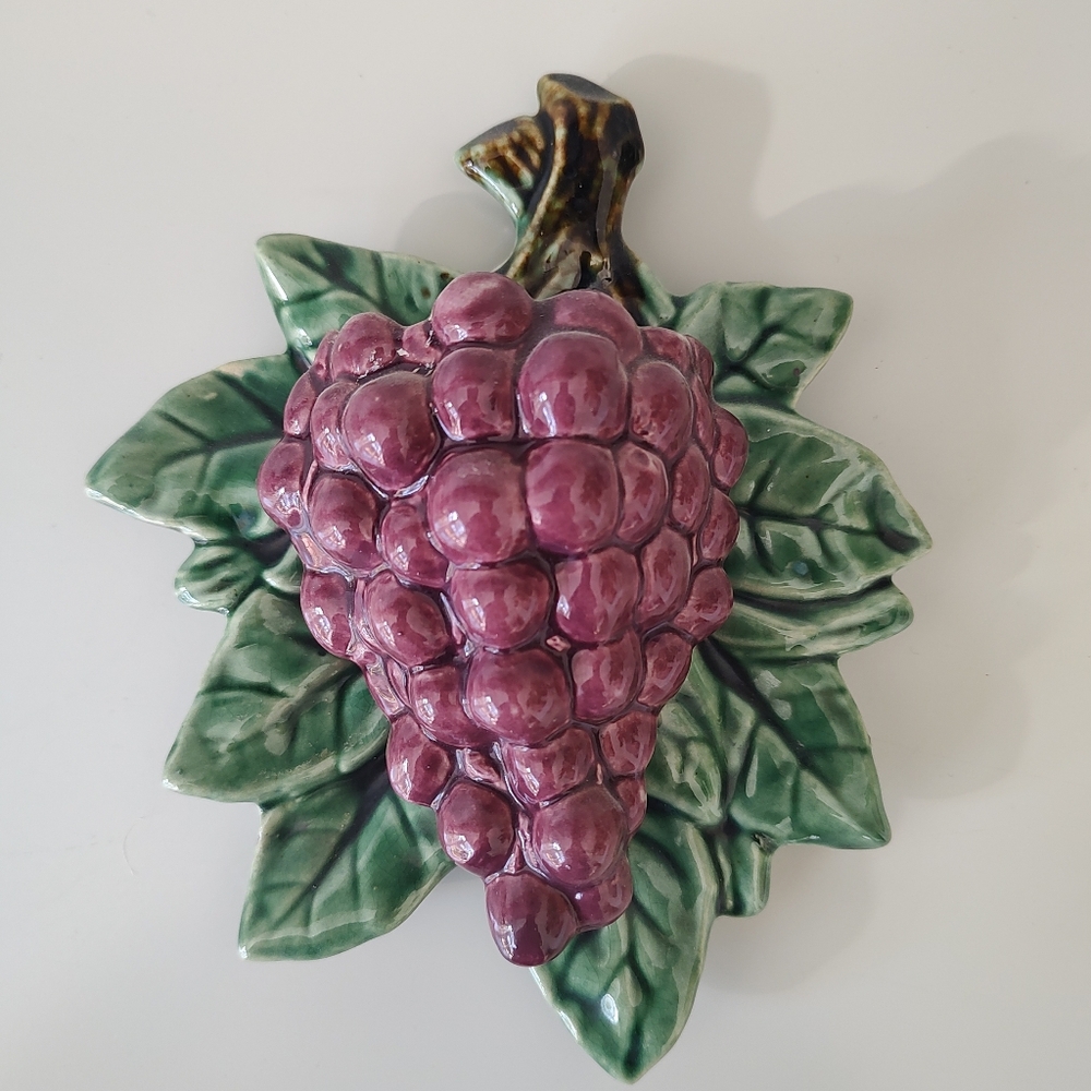 McCoy Pottery Vintage Purple Grape Wall Pocket Planter Vase 1950s